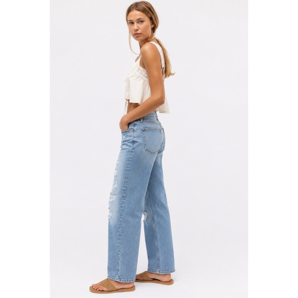 Modern American Bancroft High Rise Distressed Mom Jeans Light Wash 27 Straight - Picture 3 of 7